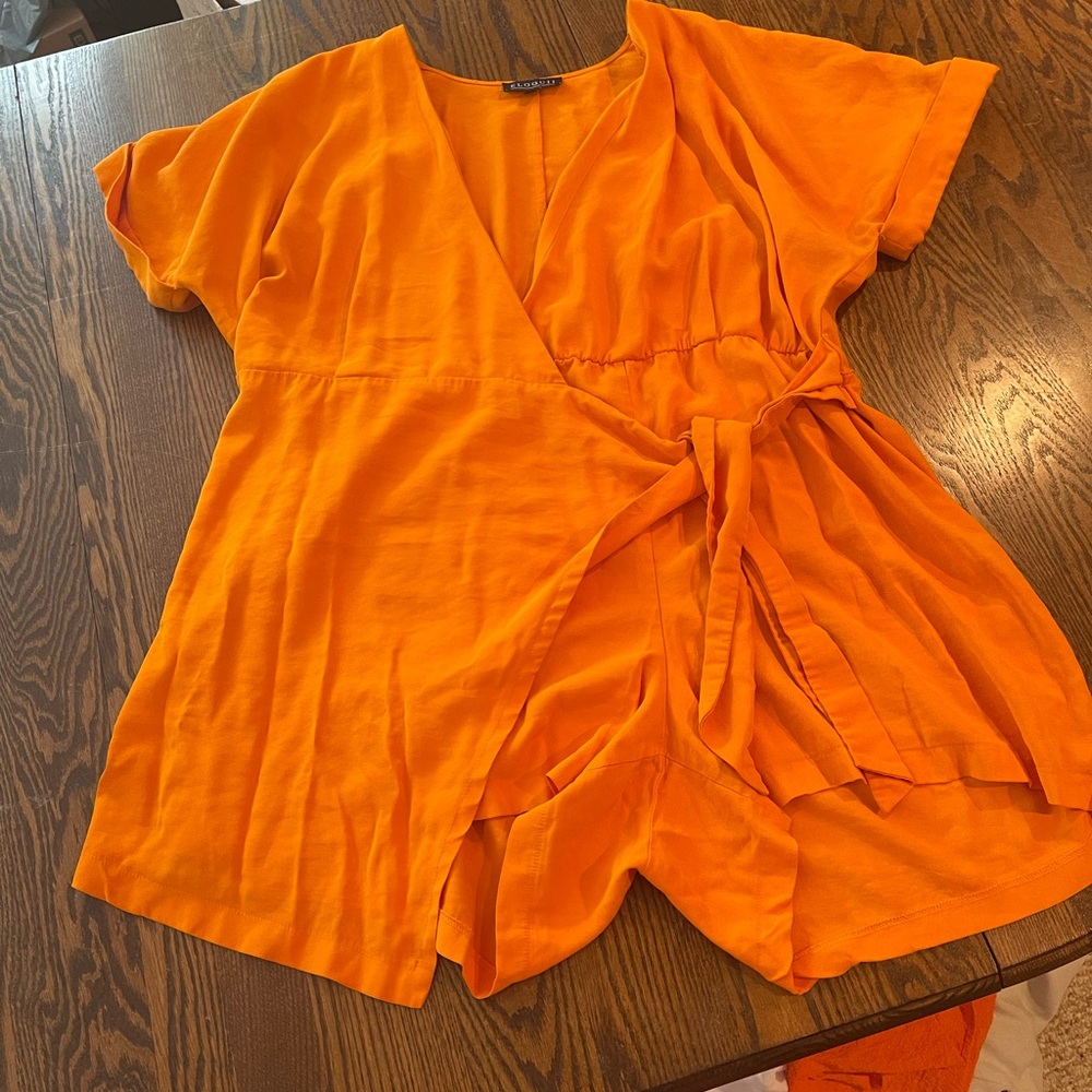 Eloquii Orange Wrap Jumpsuit